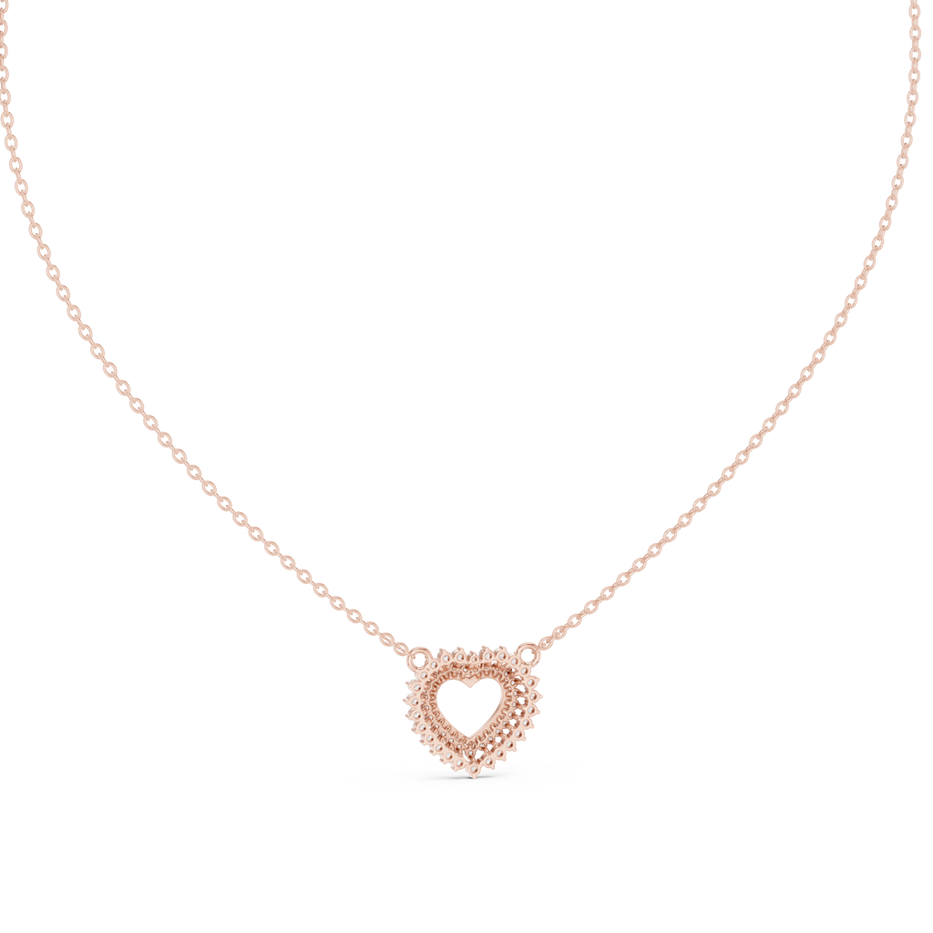 1Diamond Heart Halo Pendant Necklace