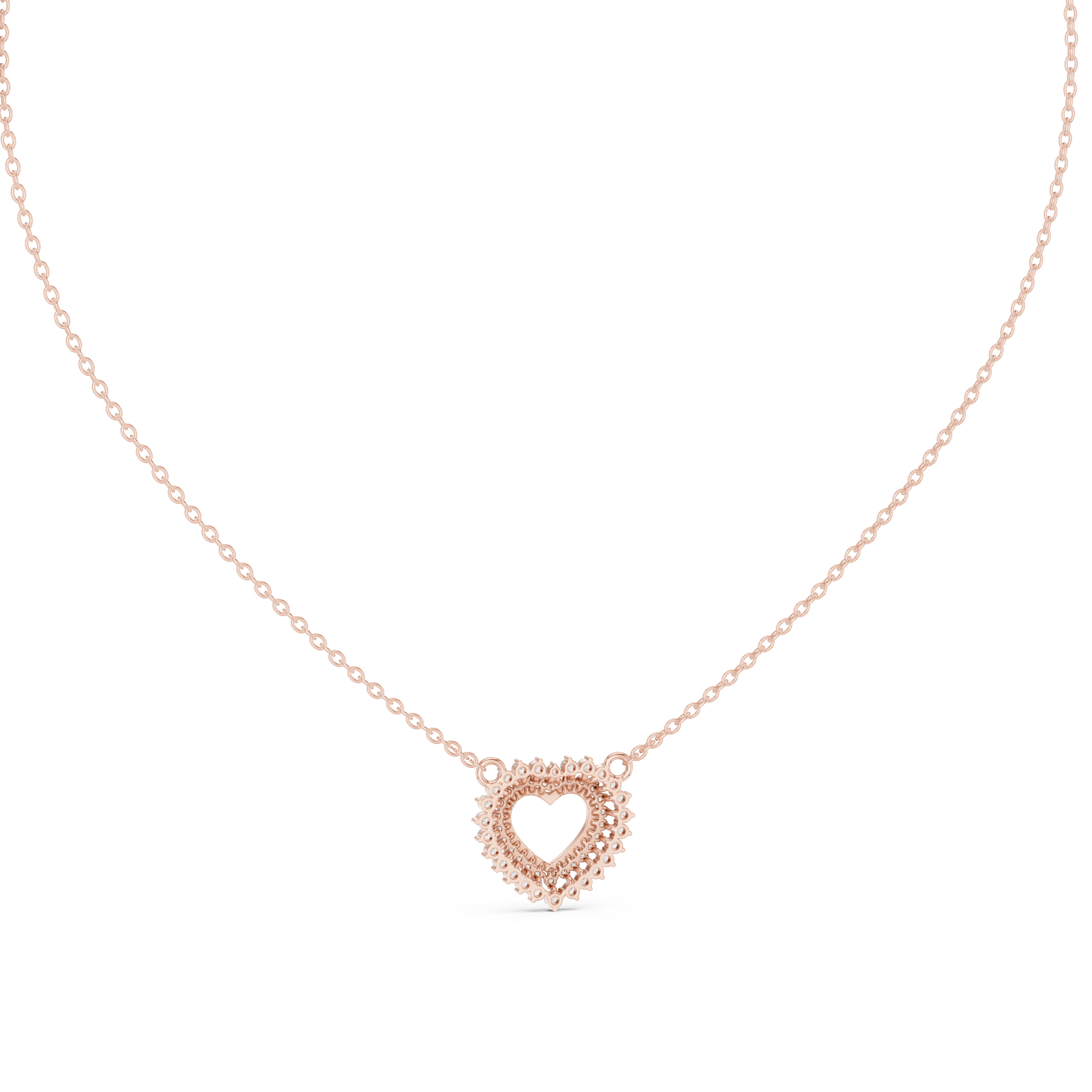 1Diamond Heart Halo Pendant Necklace