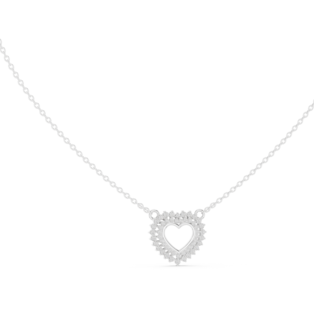 1Diamond Heart Halo Pendant Necklace