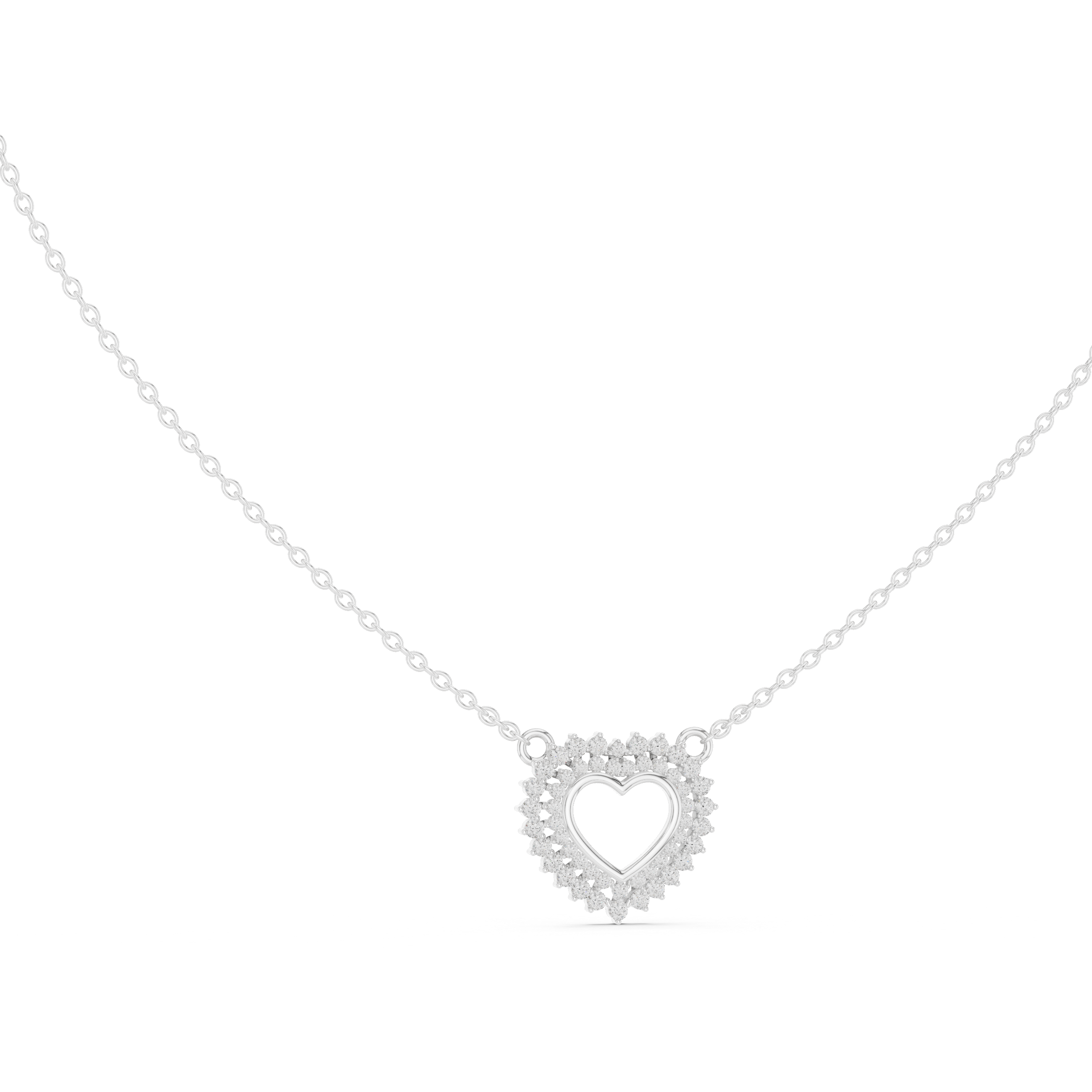 1Diamond Heart Halo Pendant Necklace