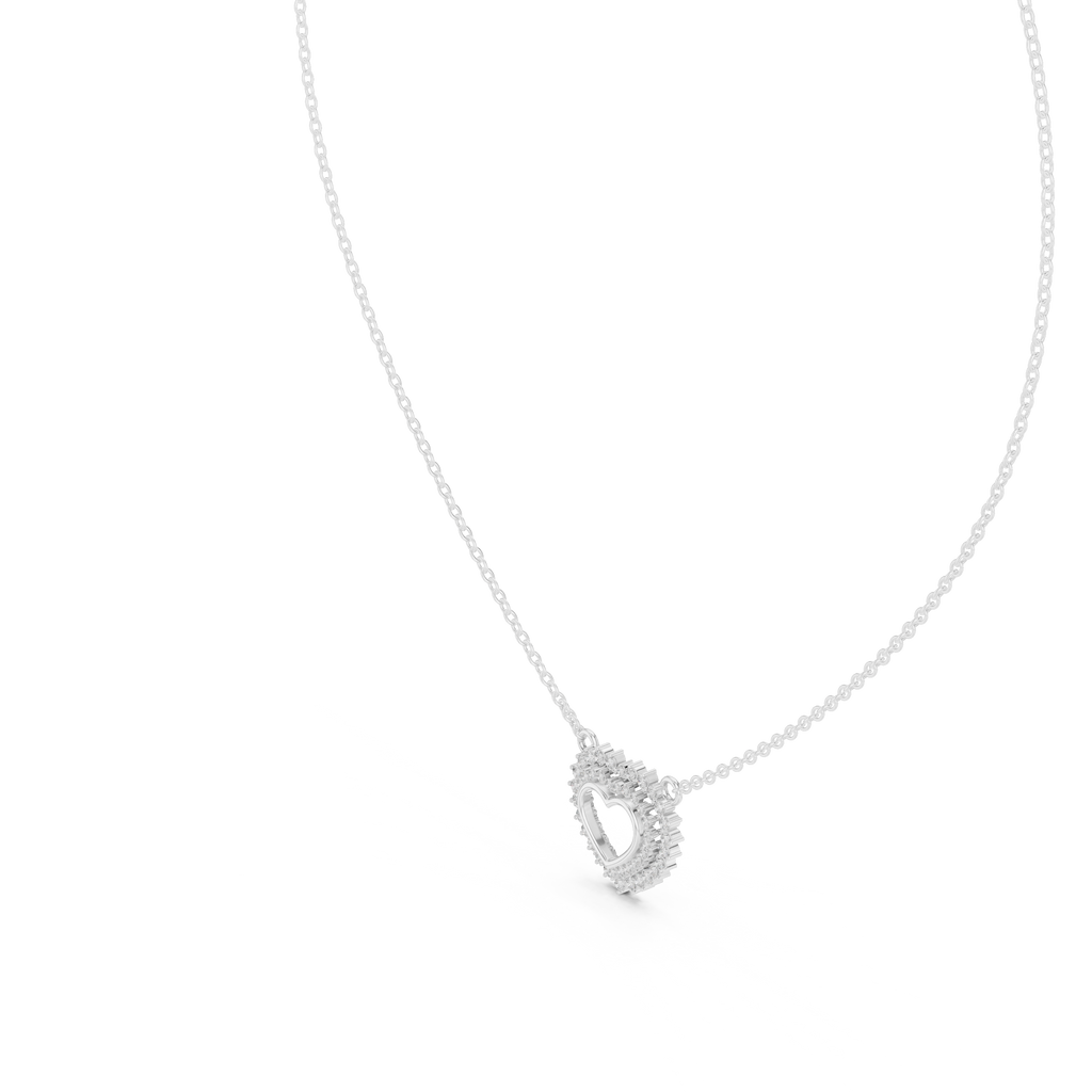 1Diamond Heart Halo Pendant Necklace