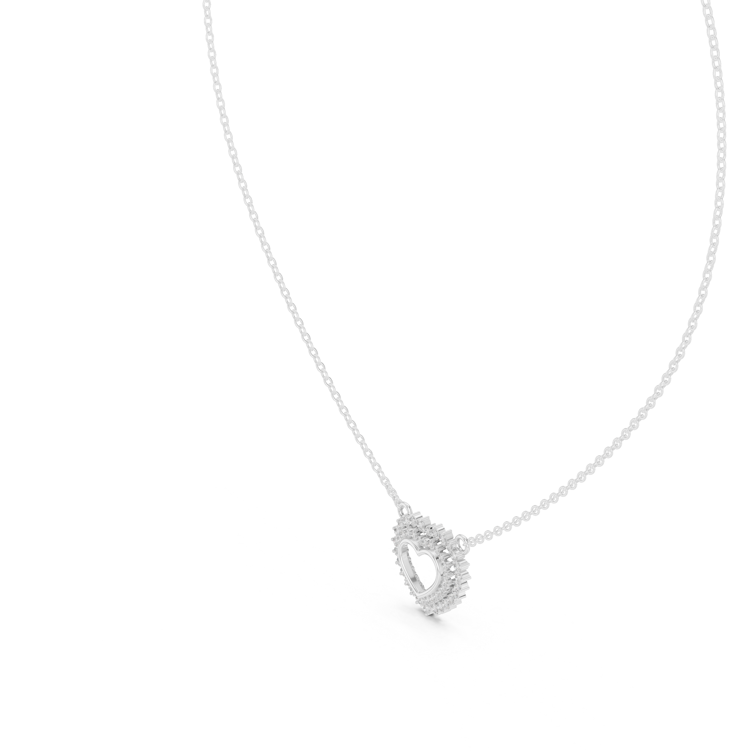 Diamond Heart Halo Pendant Necklace