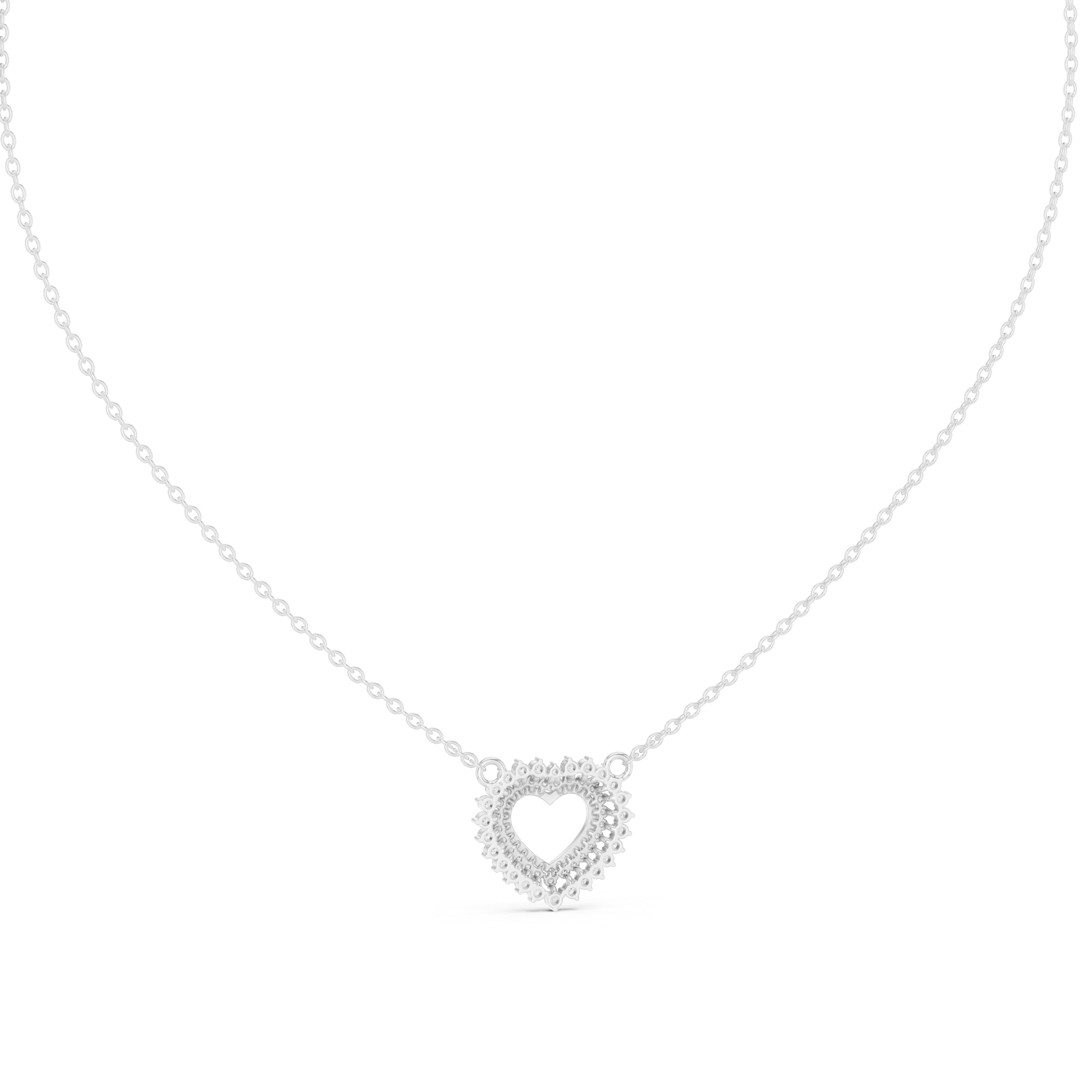 Diamond Heart Halo Pendant Necklace