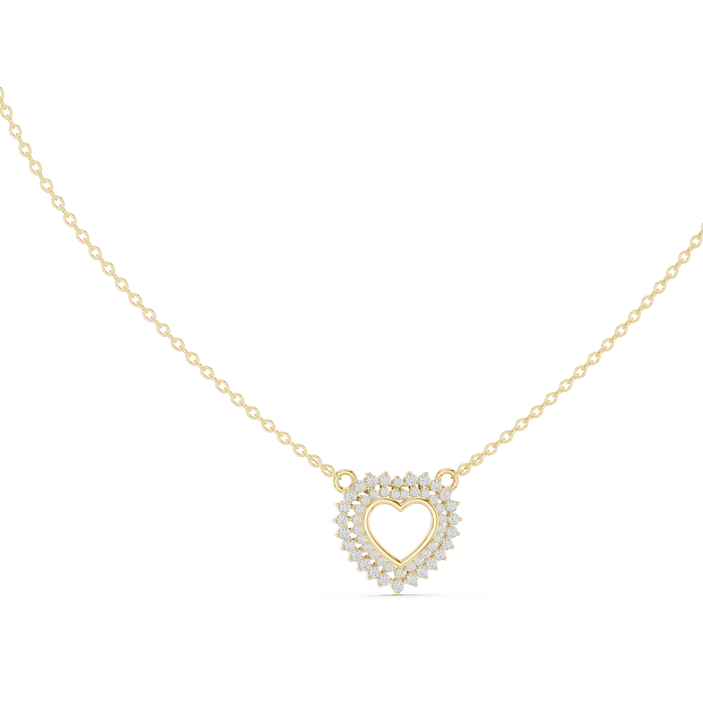 1Diamond Heart Halo Pendant Necklace