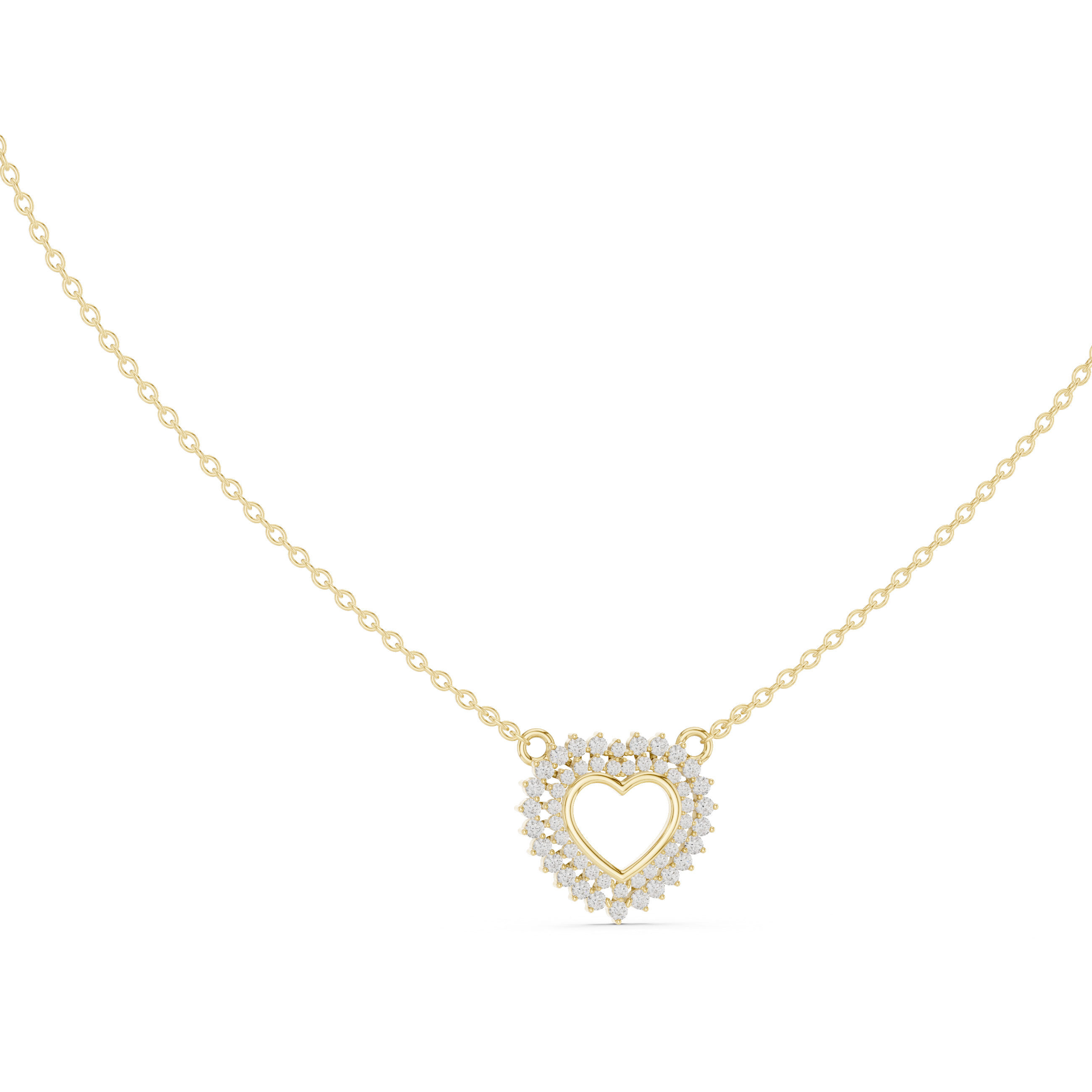 1Diamond Heart Halo Pendant Necklace