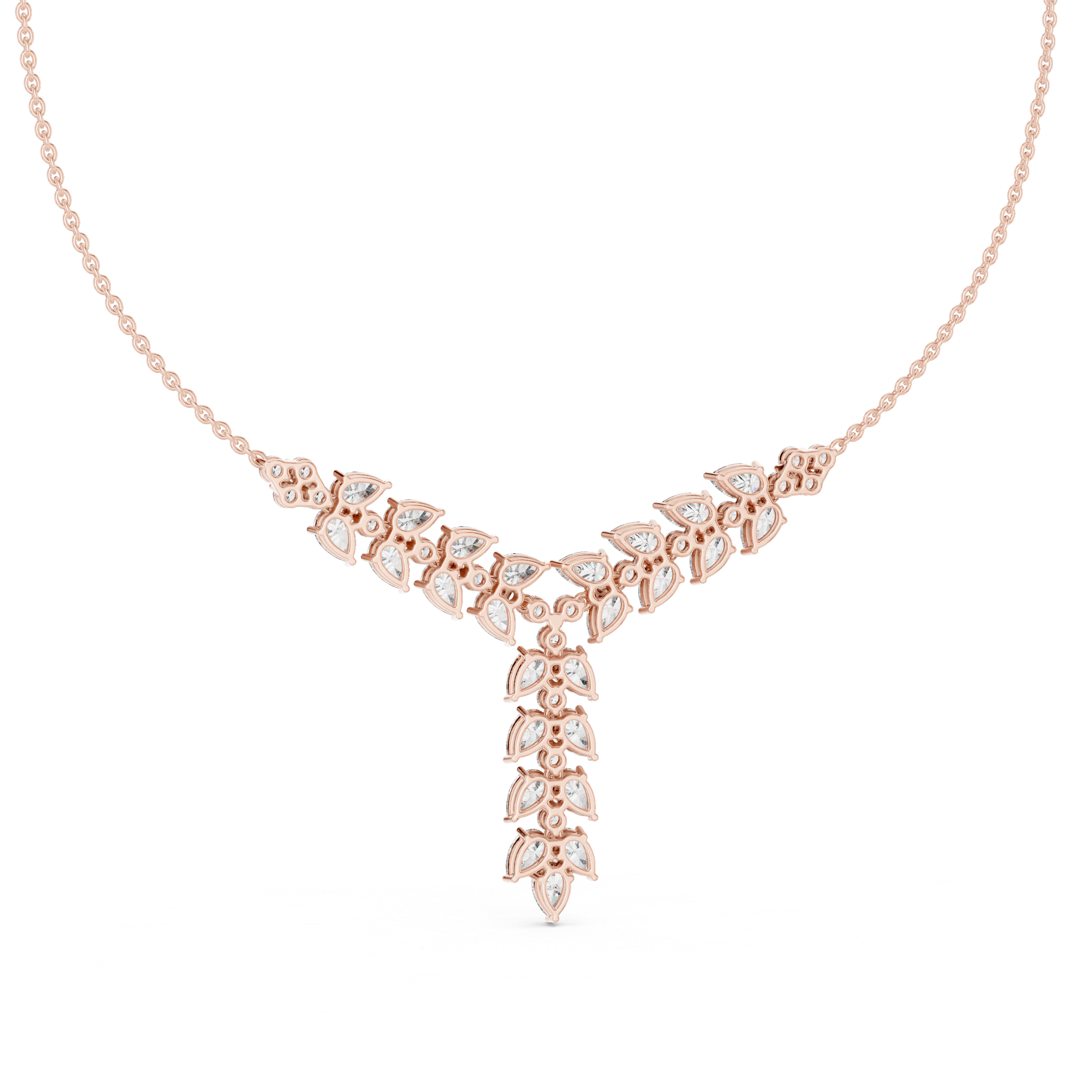 1Pear Diamond V Drop Statement Necklace