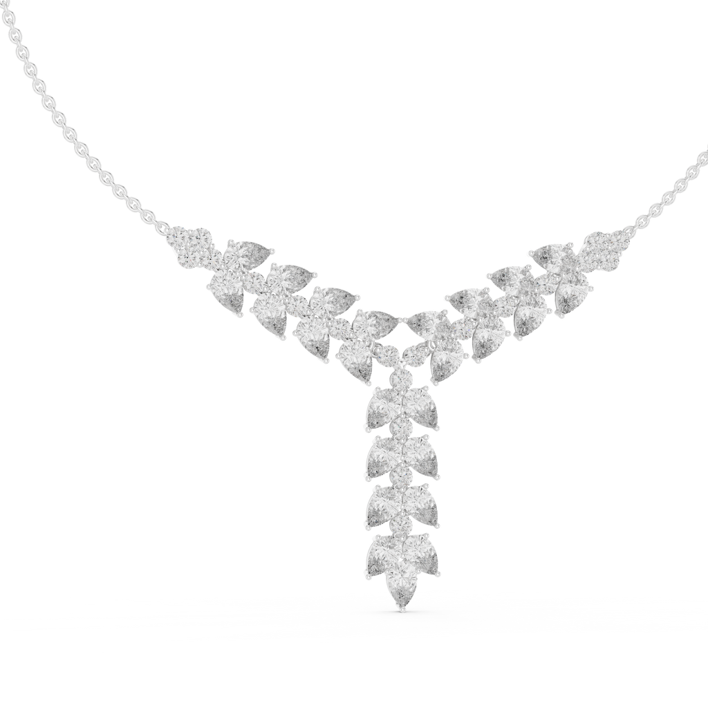 1Pear Diamond V Drop Statement Necklace
