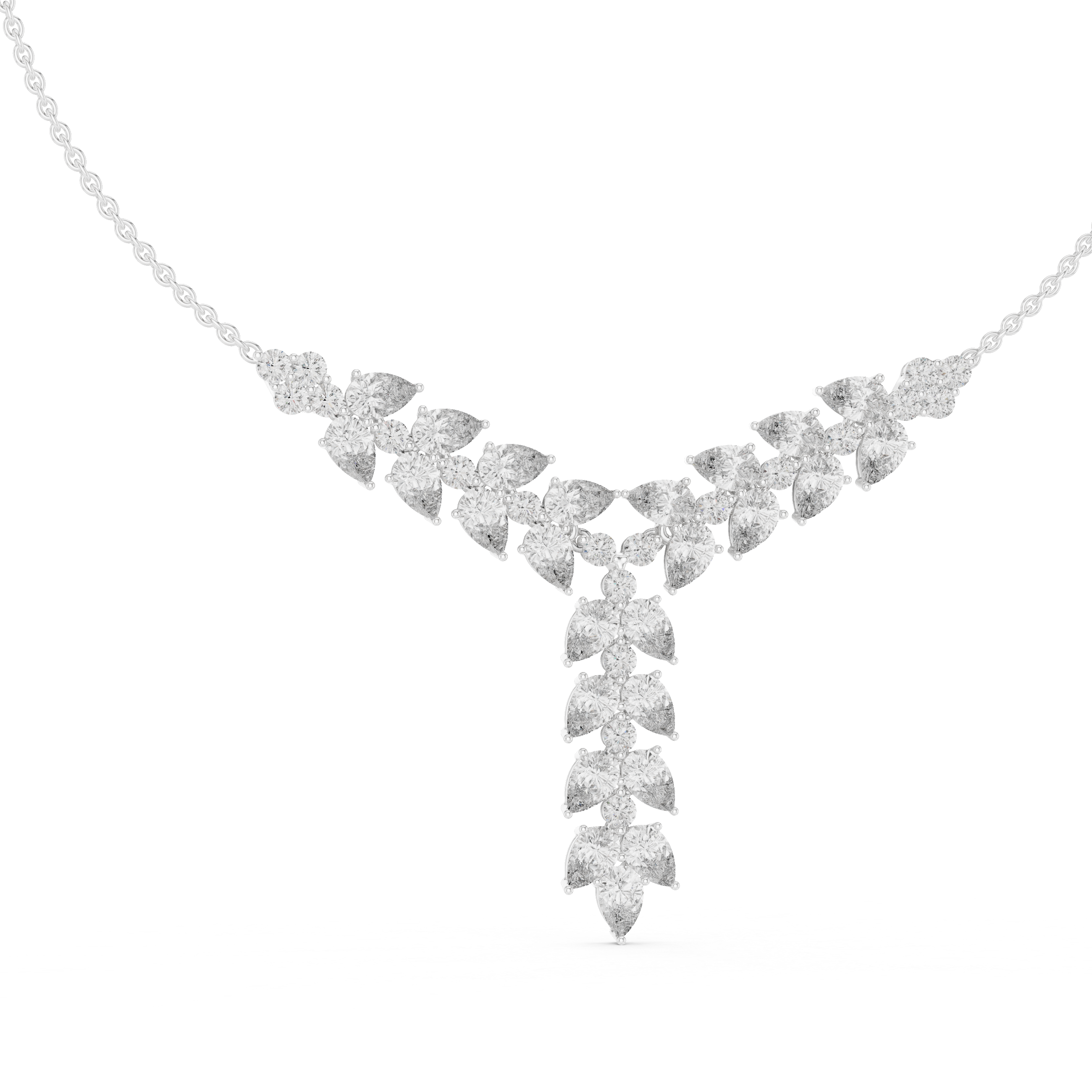 1Pear Diamond V Drop Statement Necklace