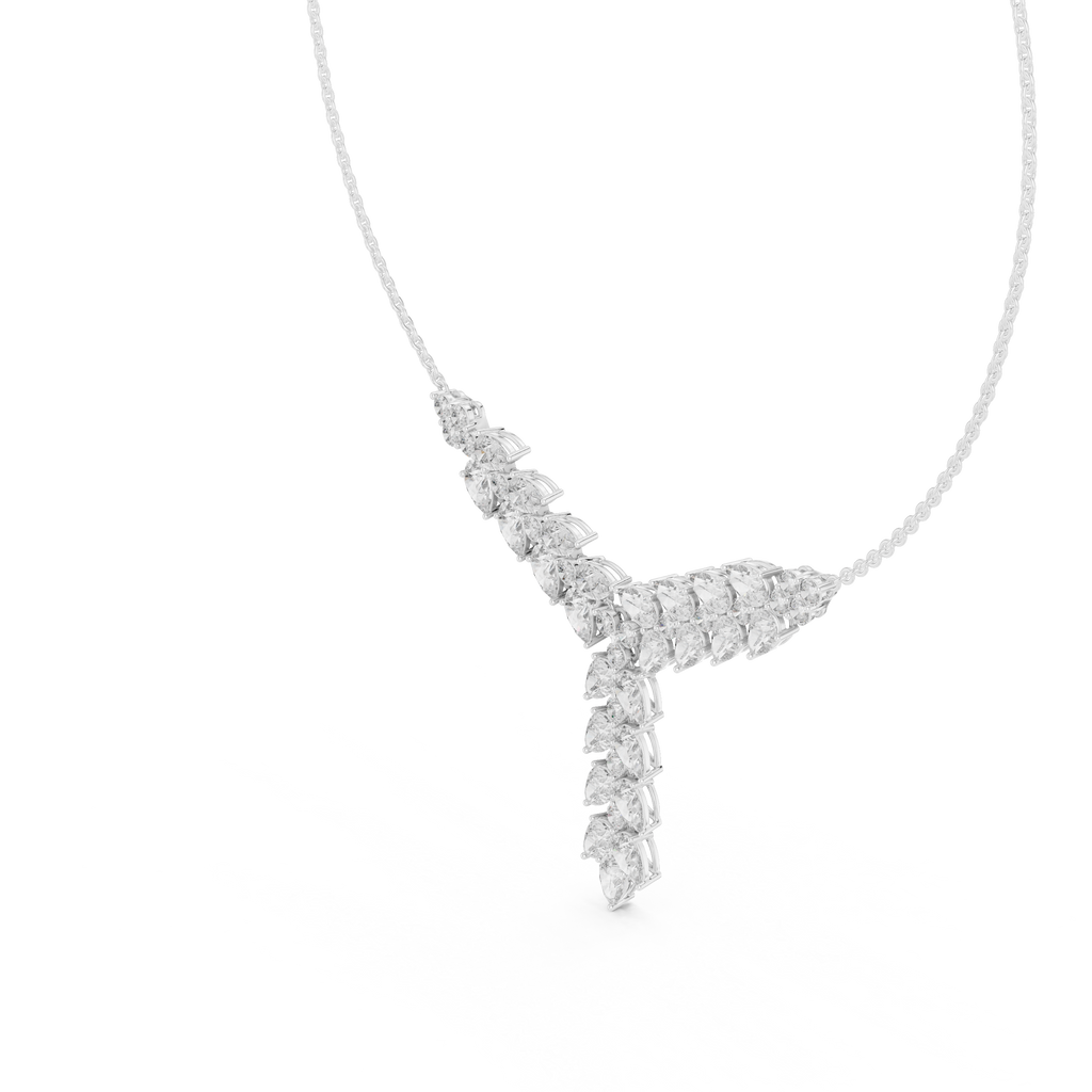 1Pear Diamond V Drop Statement Necklace