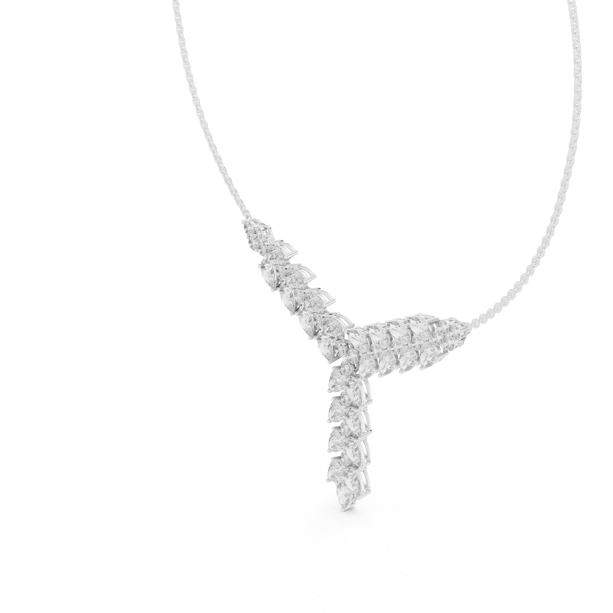 Pear Diamond V Drop Statement Necklace
