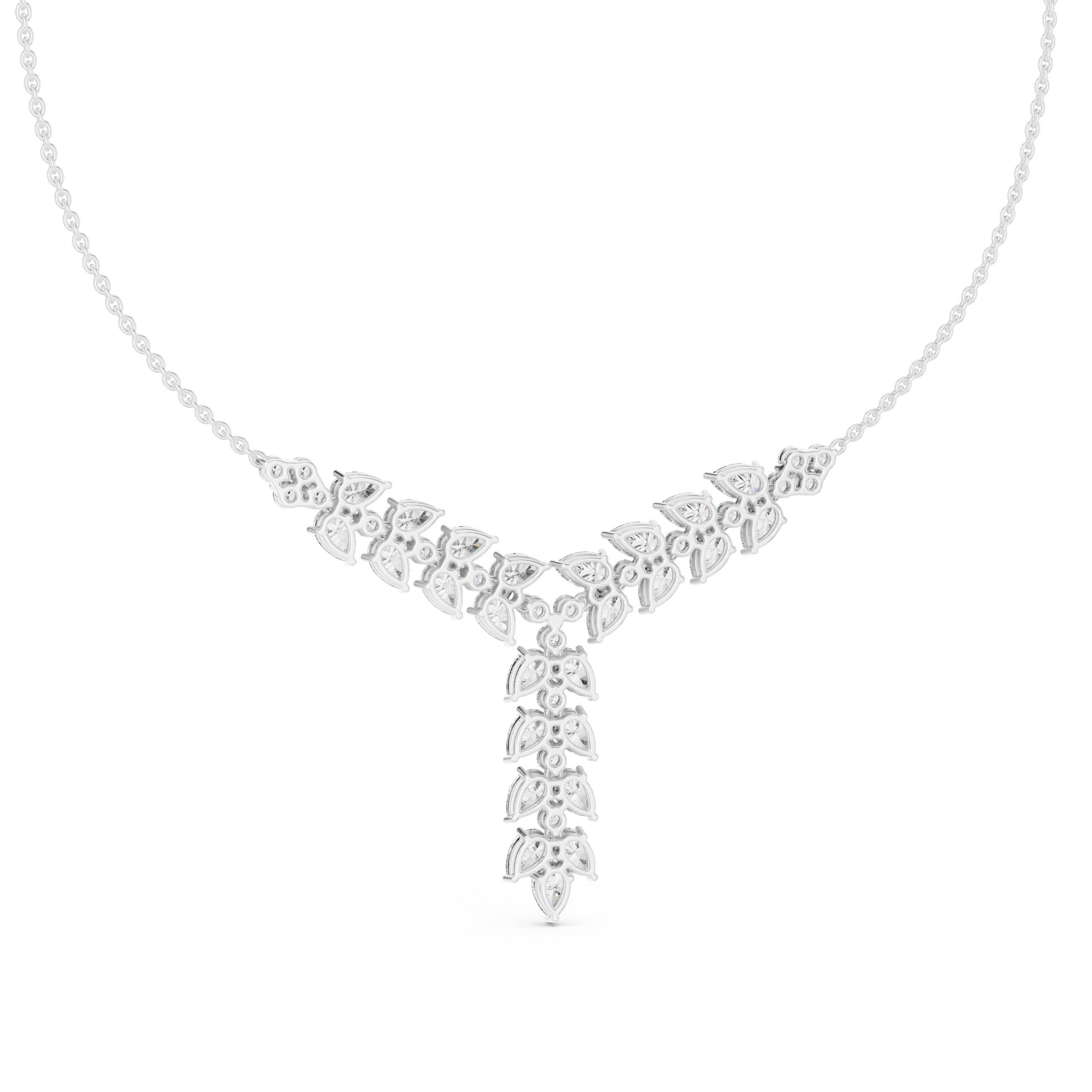 1Pear Diamond V Drop Statement Necklace