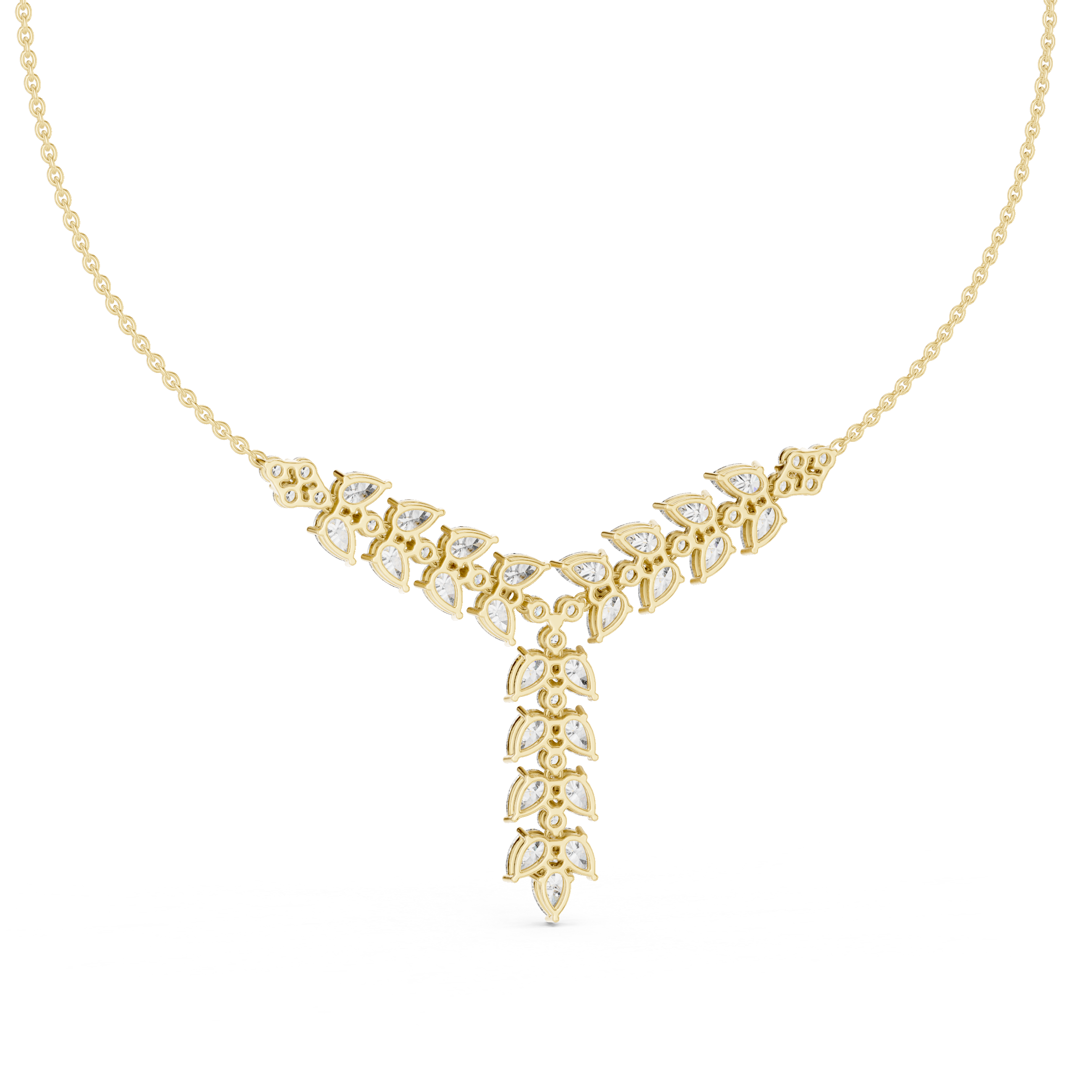 1Pear Diamond V Drop Statement Necklace
