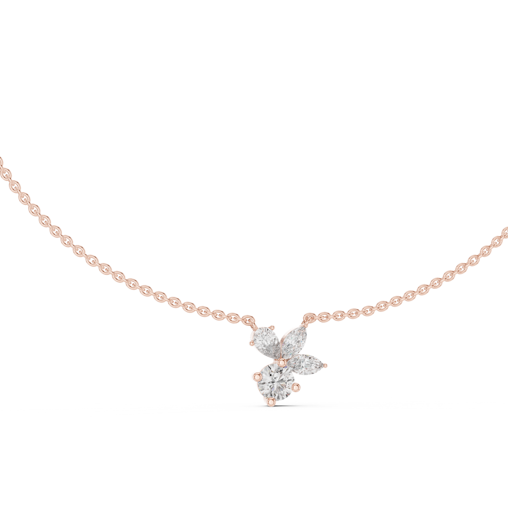 1Multi Shape Diamond Cluster Pendant Necklace
