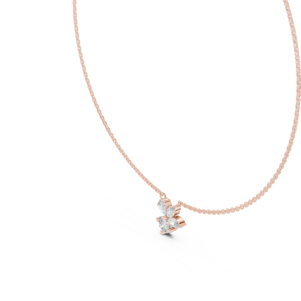 1Multi Shape Diamond Cluster Pendant Necklace