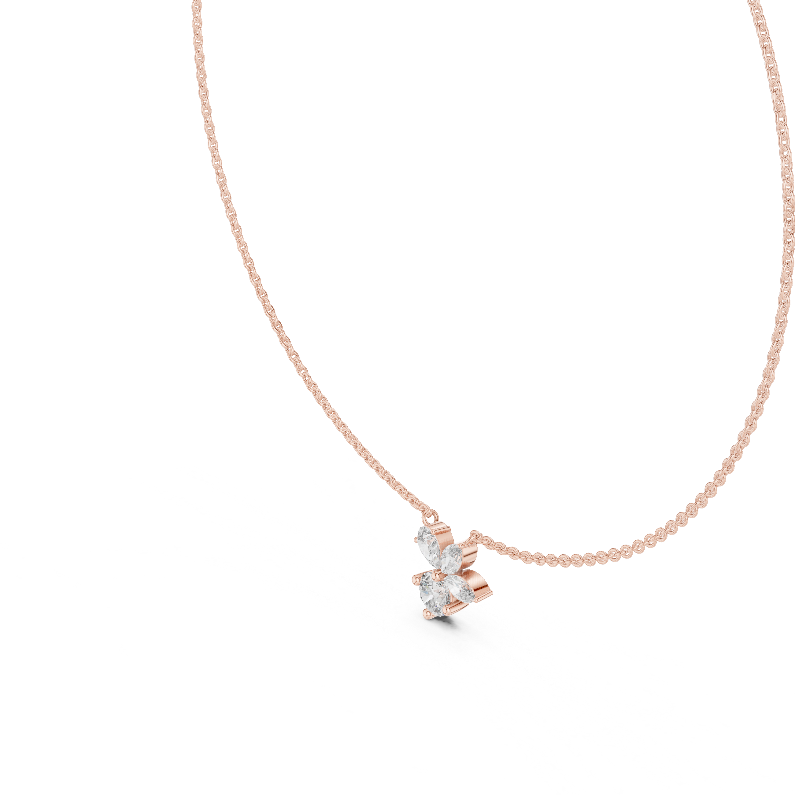1Multi Shape Diamond Cluster Pendant Necklace