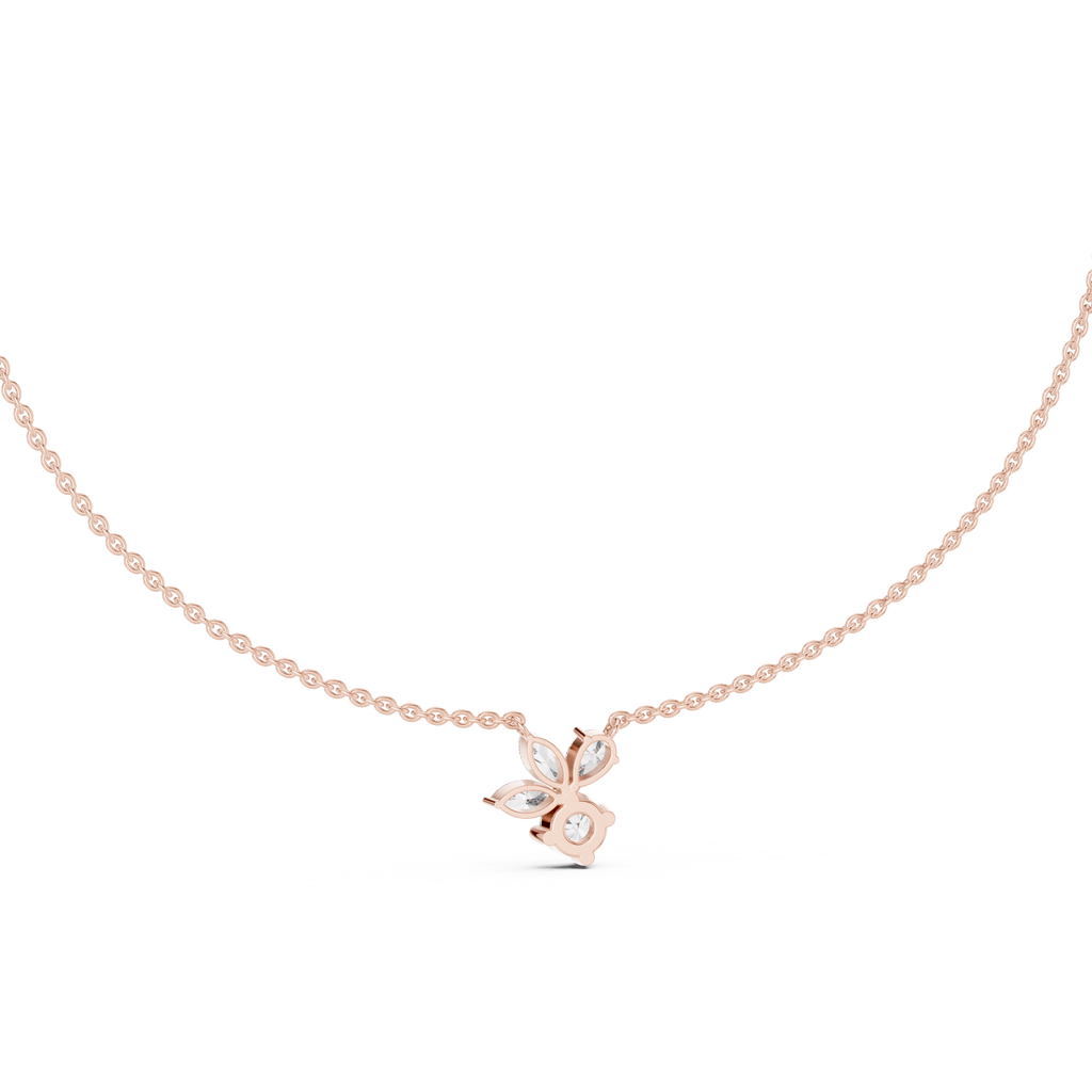 1Multi Shape Diamond Cluster Pendant Necklace