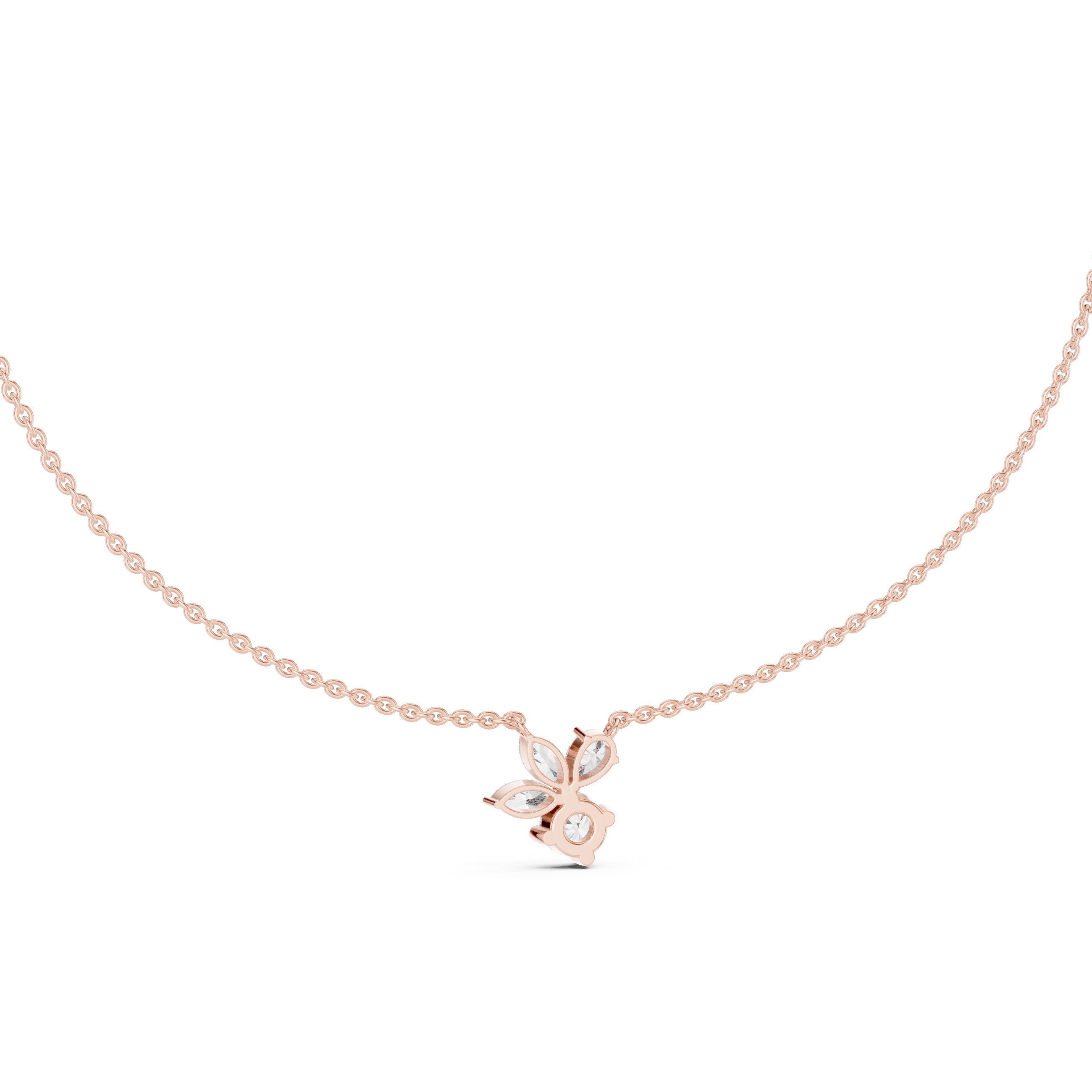 1Multi Shape Diamond Cluster Pendant Necklace