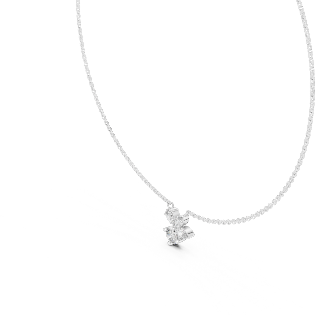 1Multi Shape Diamond Cluster Pendant Necklace