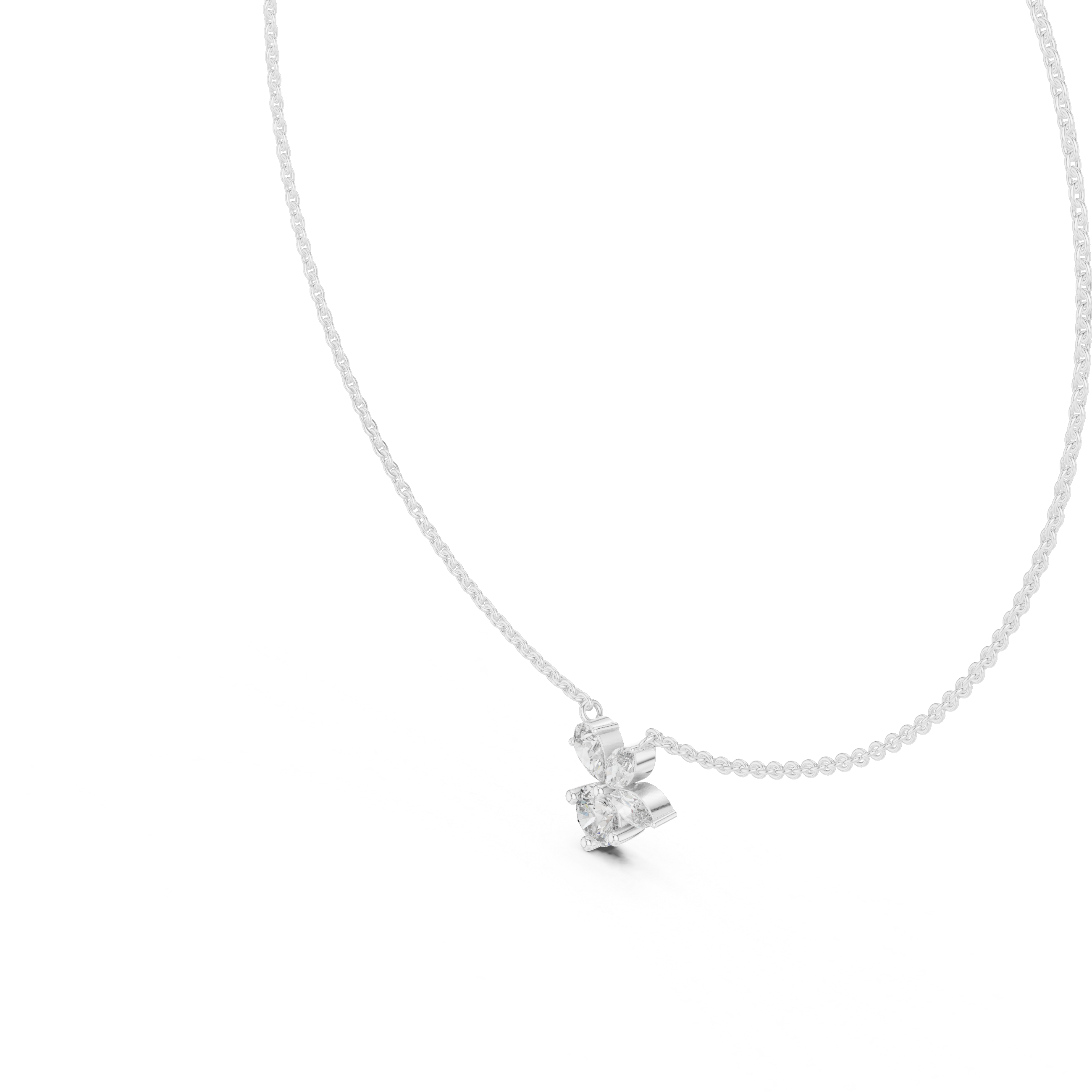 1Multi Shape Diamond Cluster Pendant Necklace