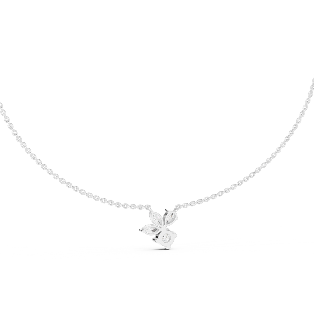 1Multi Shape Diamond Cluster Pendant Necklace