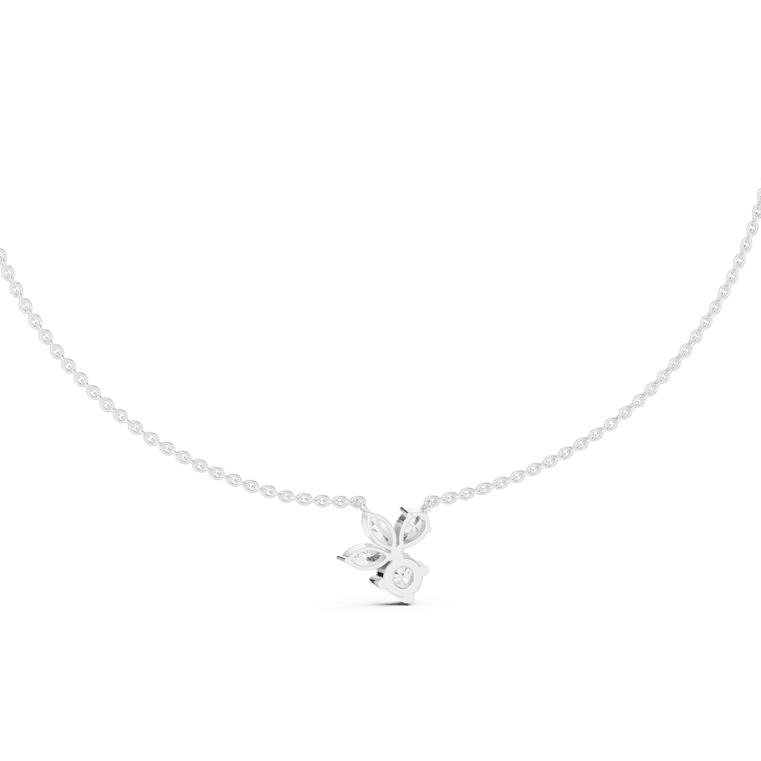 Multi Shape Diamond Cluster Pendant Necklace
