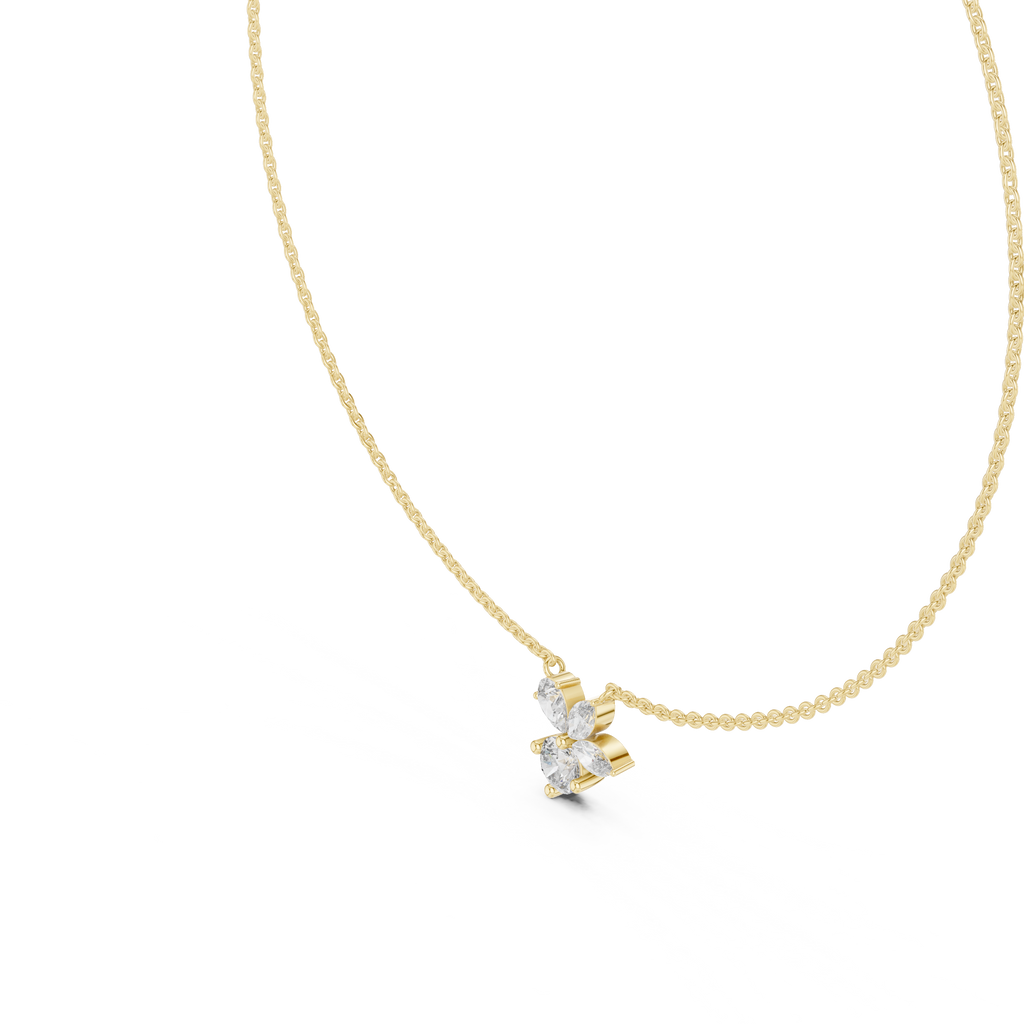 1Multi Shape Diamond Cluster Pendant Necklace