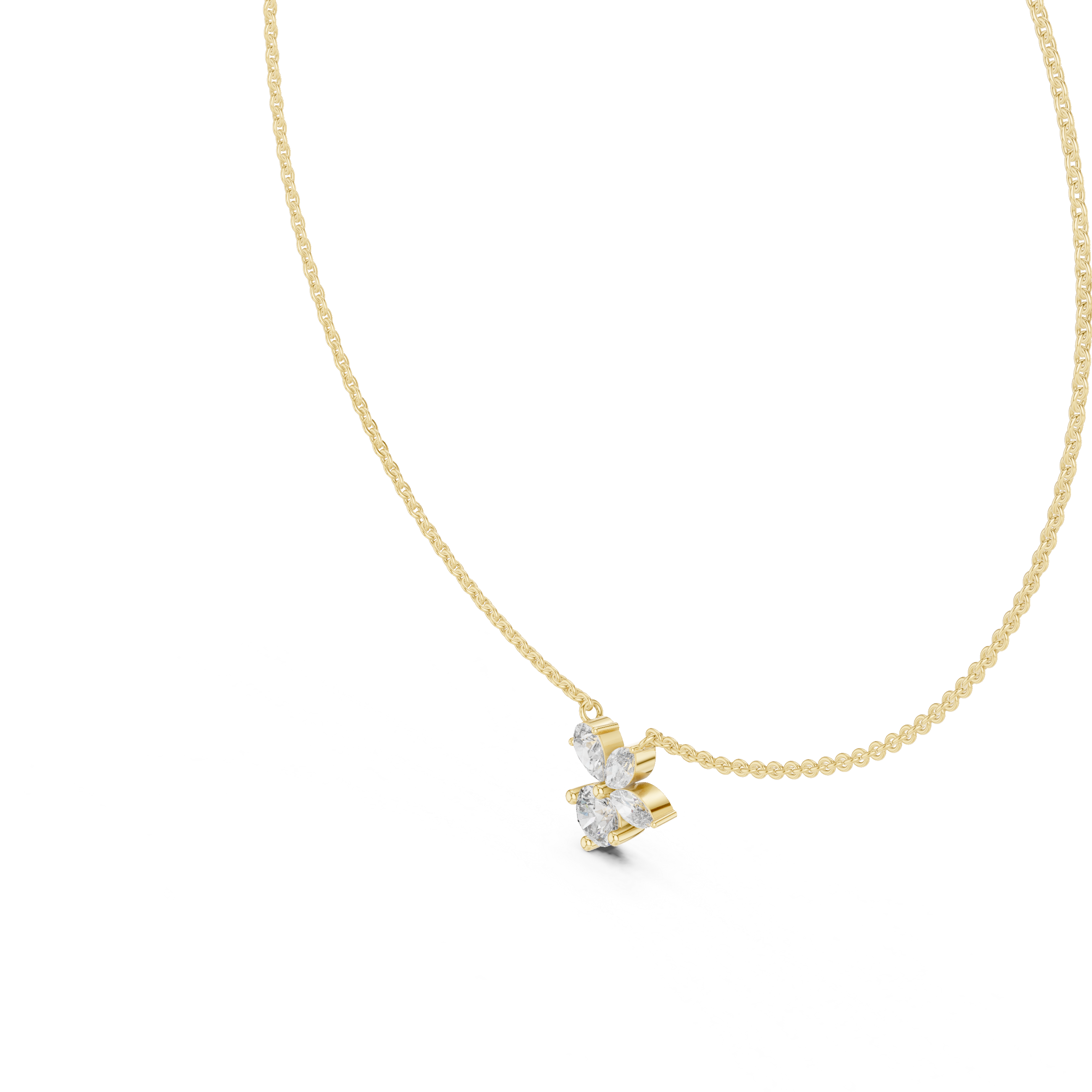 1Multi Shape Diamond Cluster Pendant Necklace