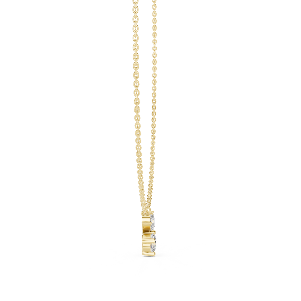 1Multi Shape Diamond Cluster Pendant Necklace