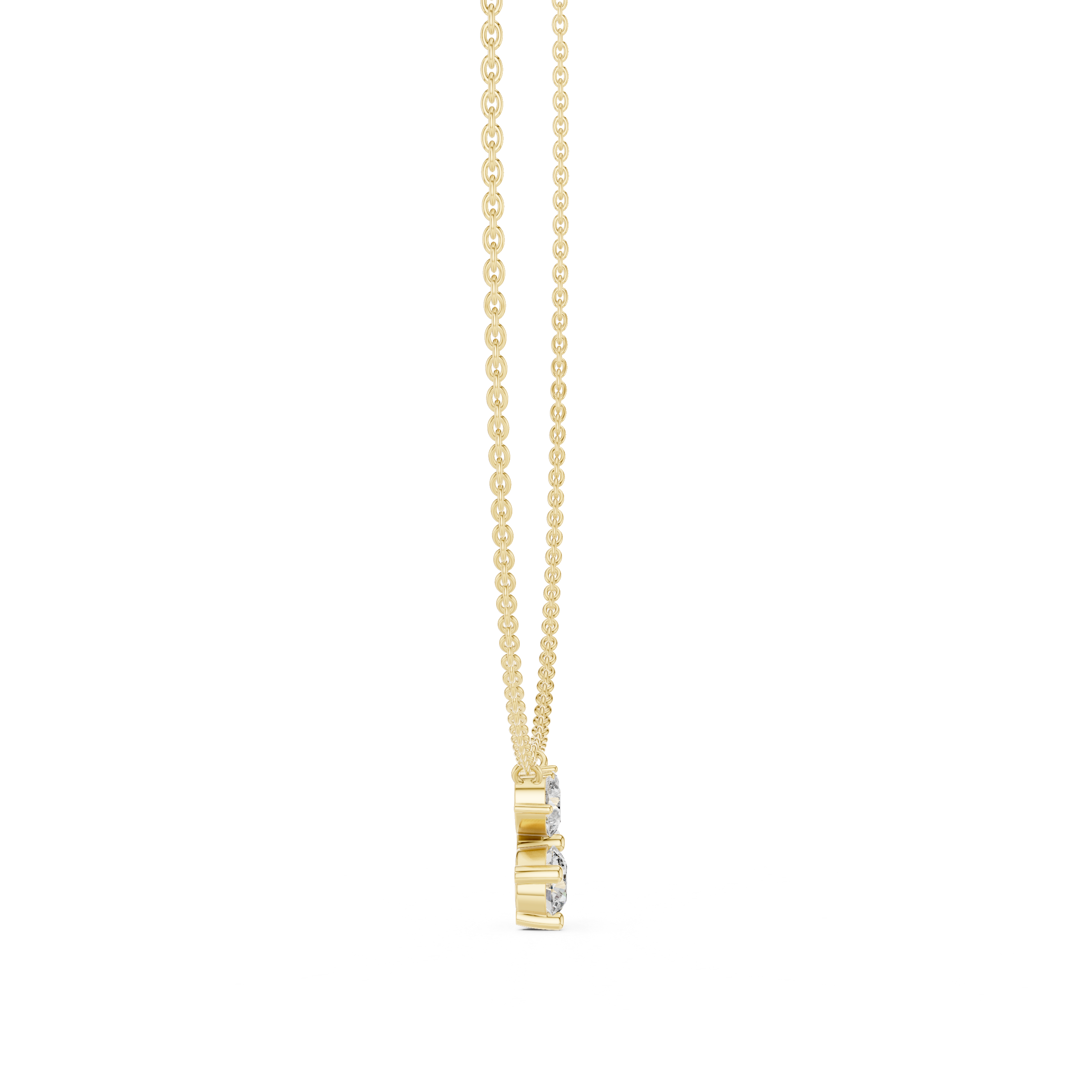 1Multi Shape Diamond Cluster Pendant Necklace