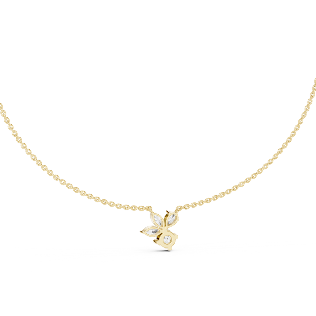 1Multi Shape Diamond Cluster Pendant Necklace