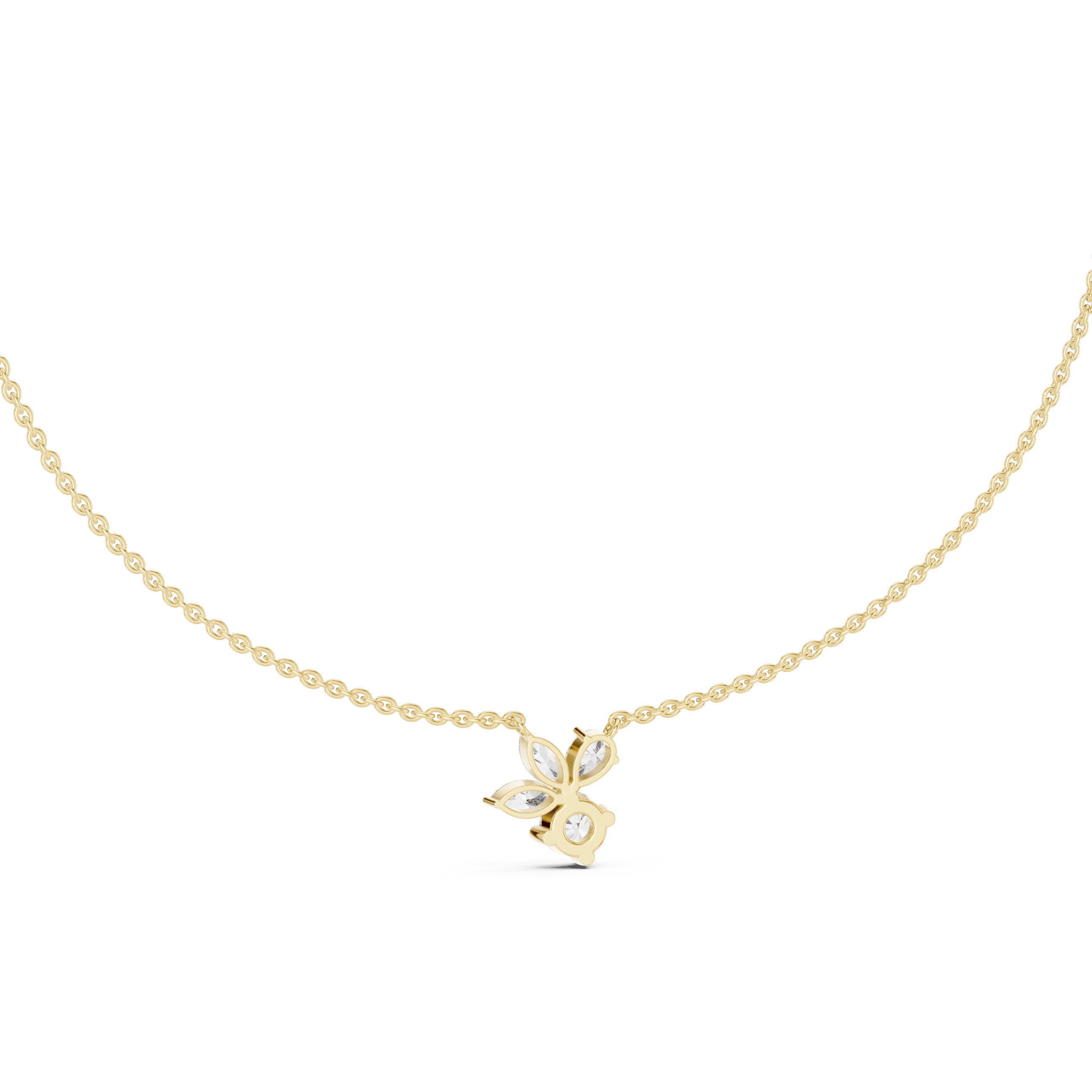 1Multi Shape Diamond Cluster Pendant Necklace
