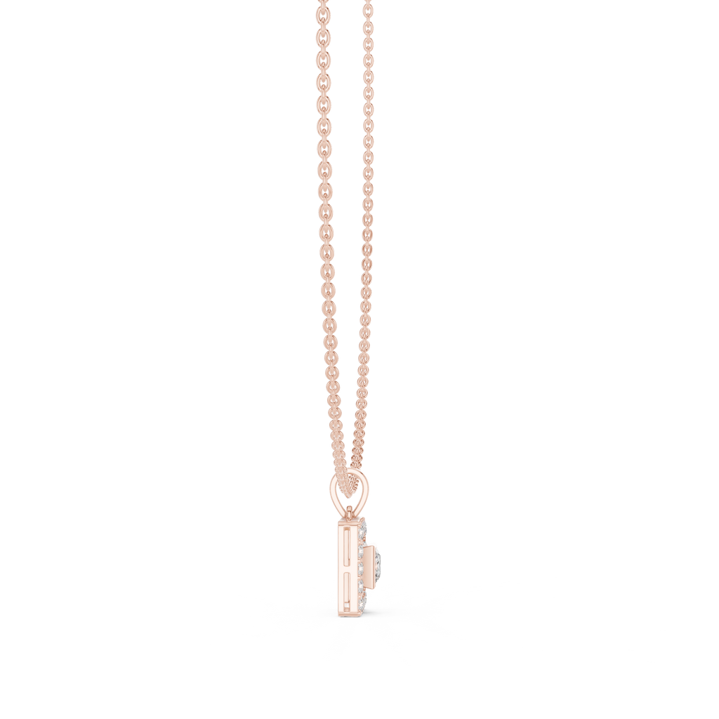 1Princess Cut Diamond Halo Pendant Necklace