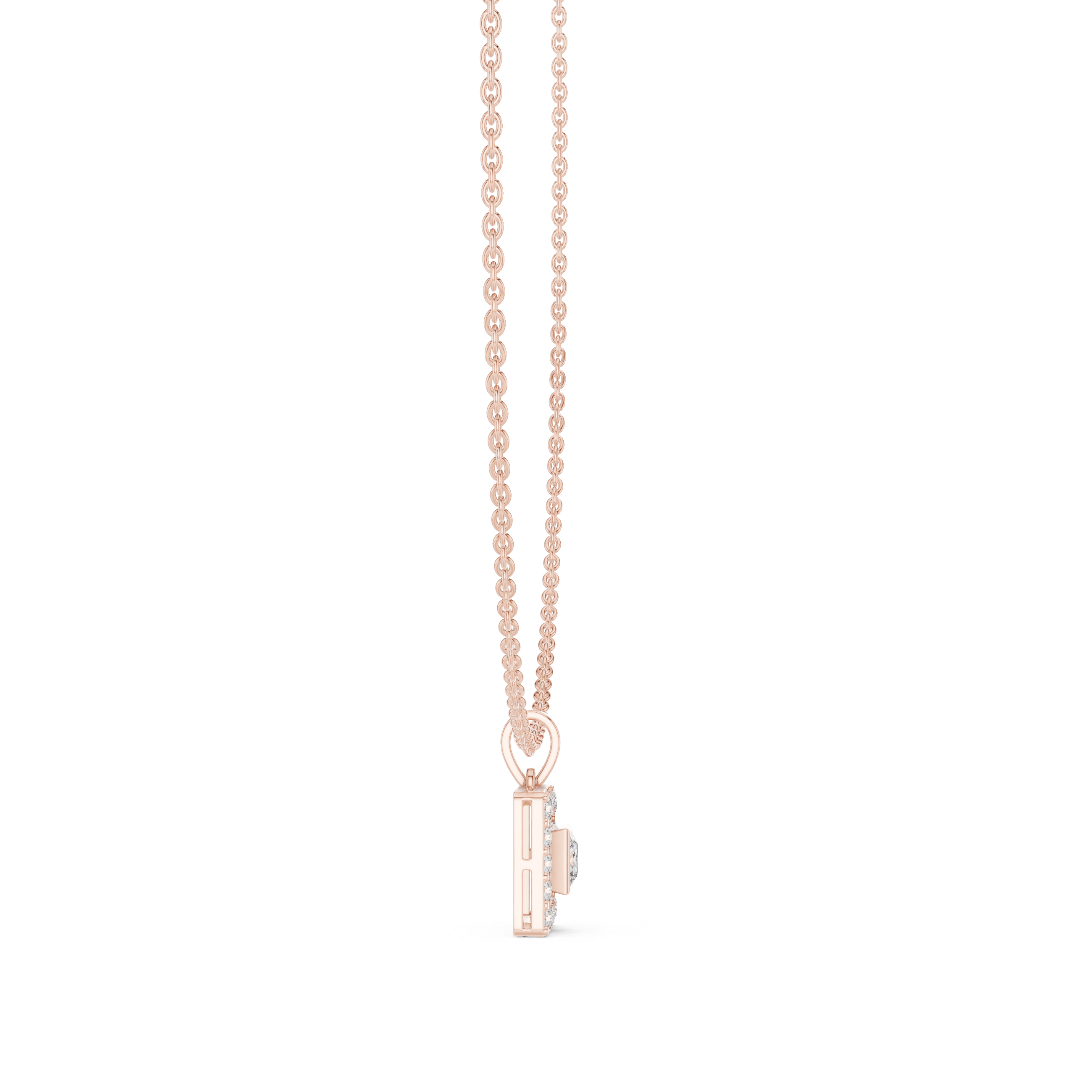 1Princess Cut Diamond Halo Pendant Necklace