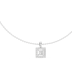 1Princess Cut Diamond Halo Pendant Necklace