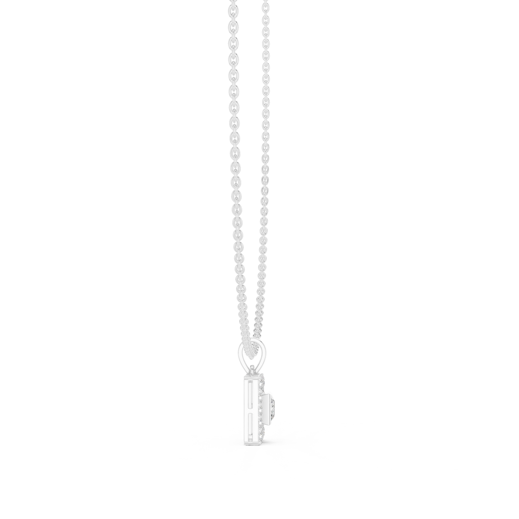 1Princess Cut Diamond Halo Pendant Necklace