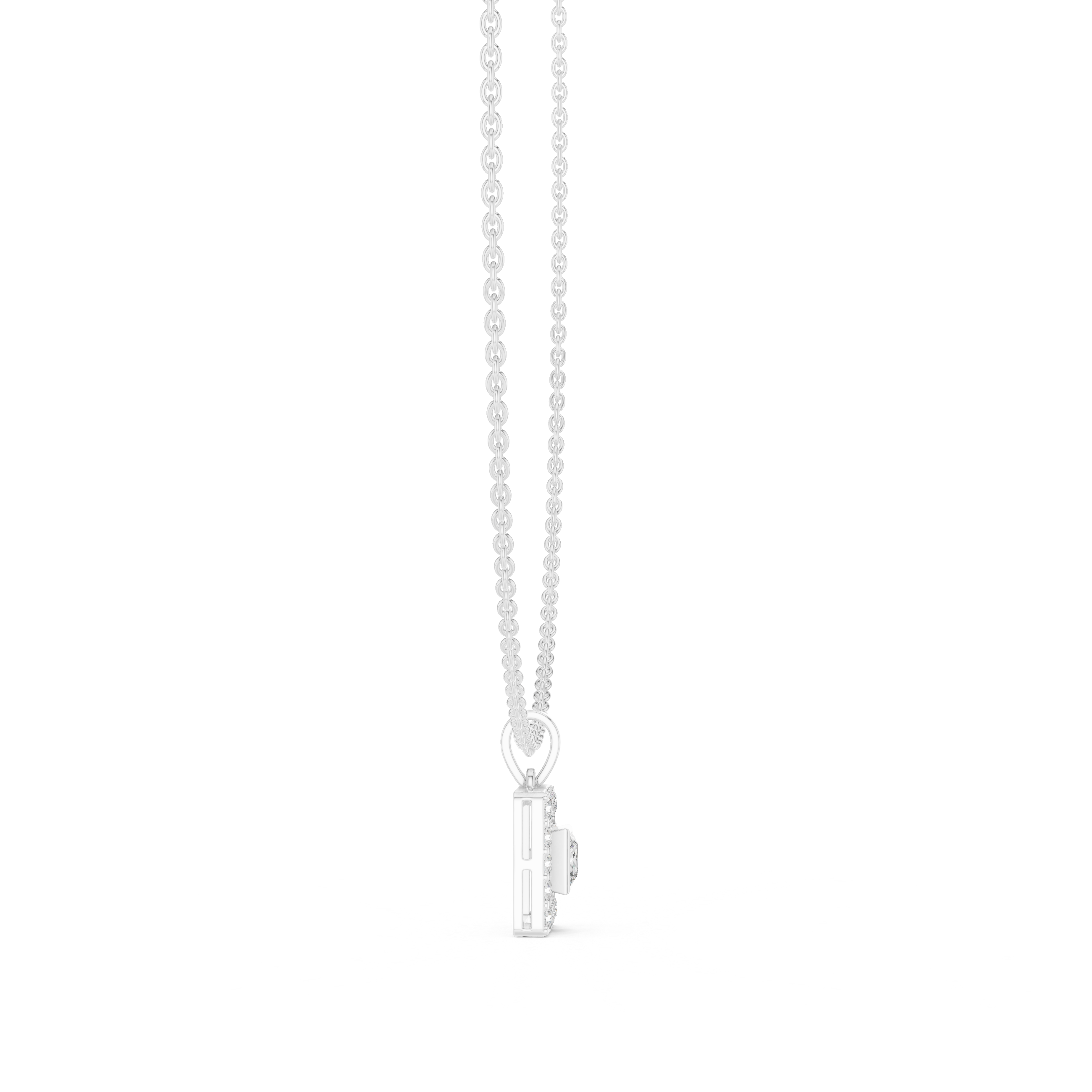 Princess Cut Diamond Halo Pendant Necklace