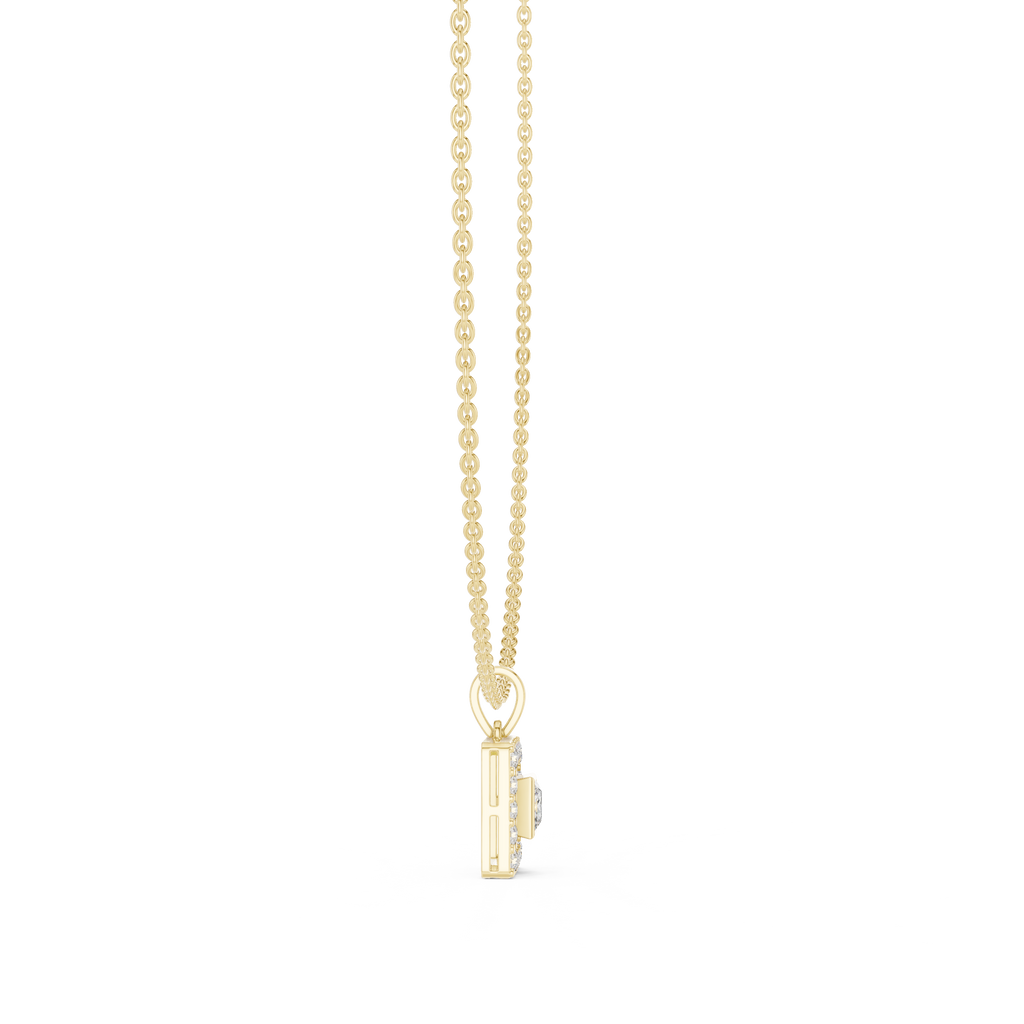 1Princess Cut Diamond Halo Pendant Necklace