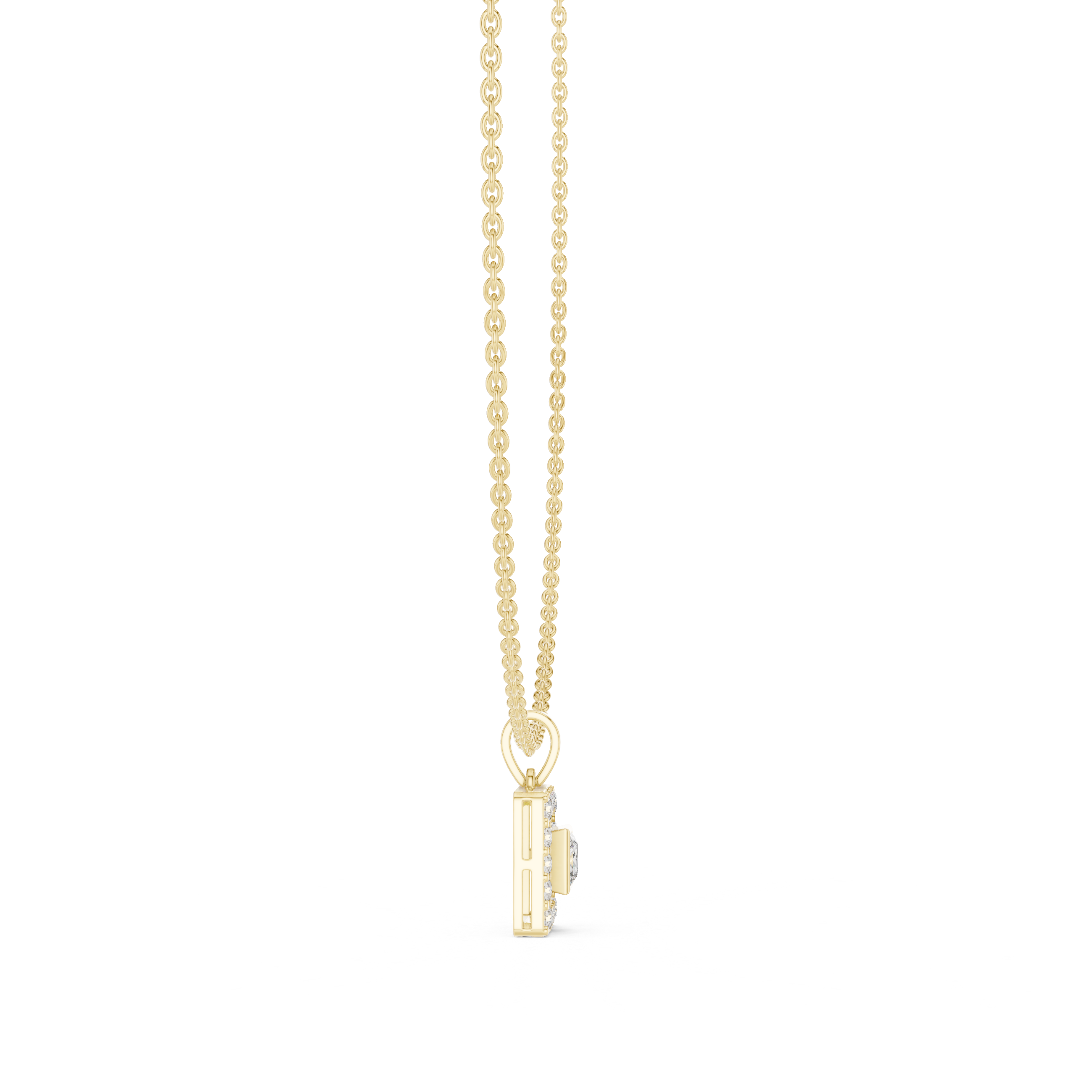 1Princess Cut Diamond Halo Pendant Necklace