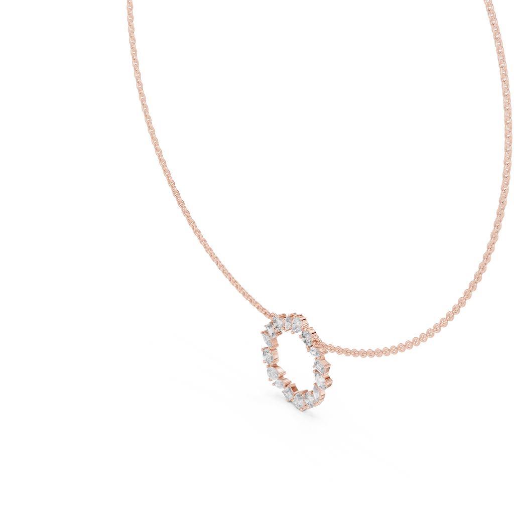 1Multi Shape Diamond Circle Pendant Necklace