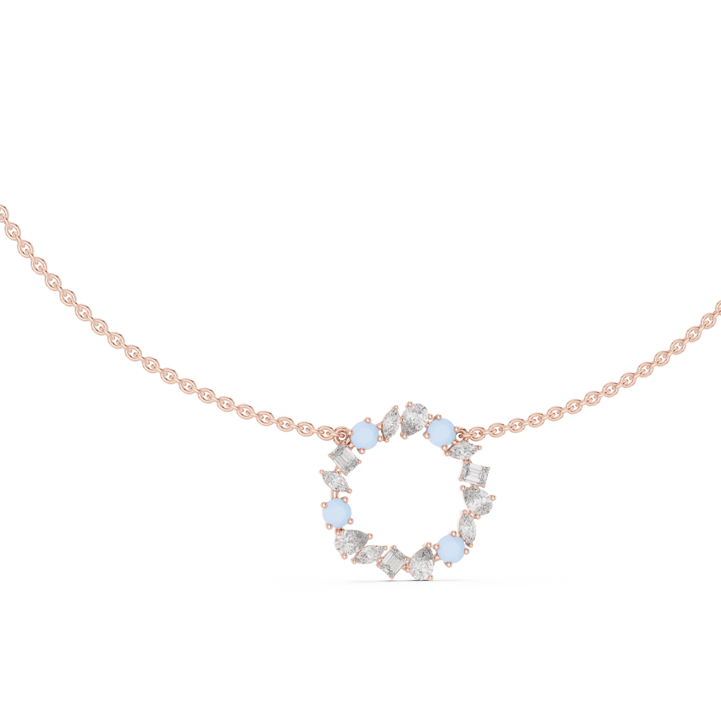 1Multi Shape Diamond Circle Pendant Necklace