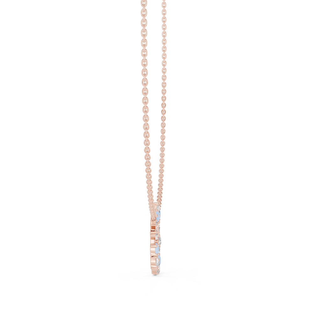 1Multi Shape Diamond Circle Pendant Necklace
