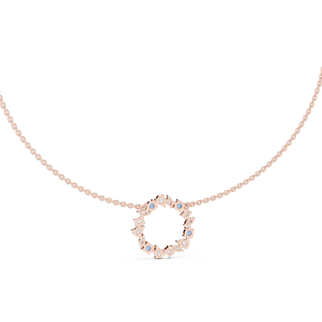 1Multi Shape Diamond Circle Pendant Necklace