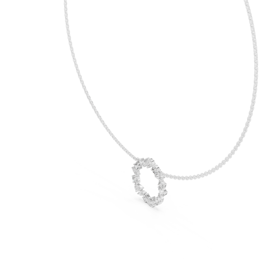 1Multi Shape Diamond Circle Pendant Necklace