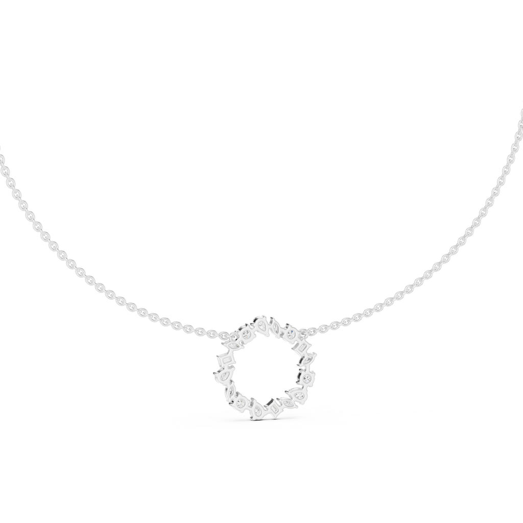 1Multi Shape Diamond Circle Pendant Necklace