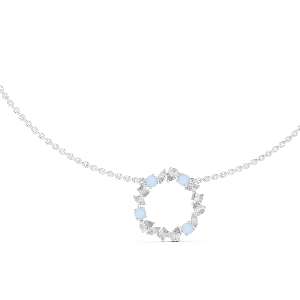1Multi Shape Diamond Circle Pendant Necklace