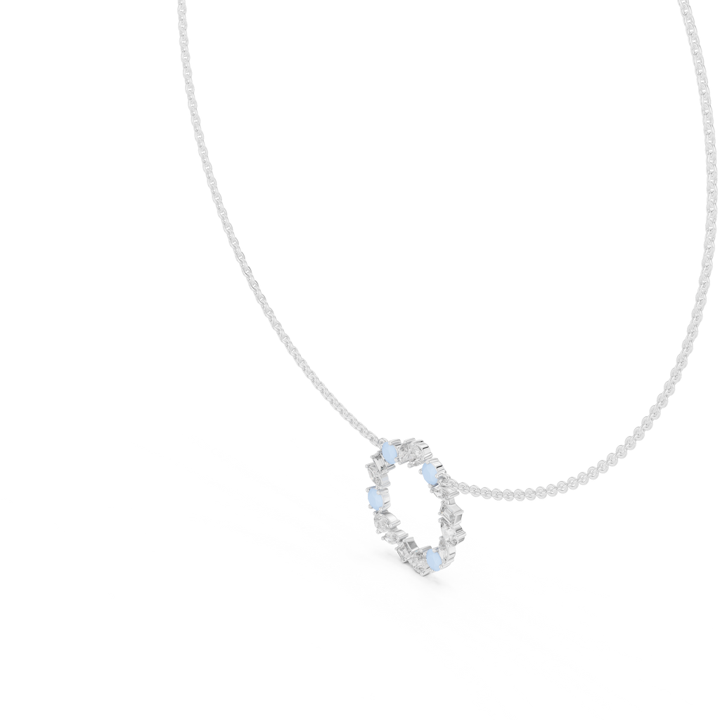 1Multi Shape Diamond Circle Pendant Necklace