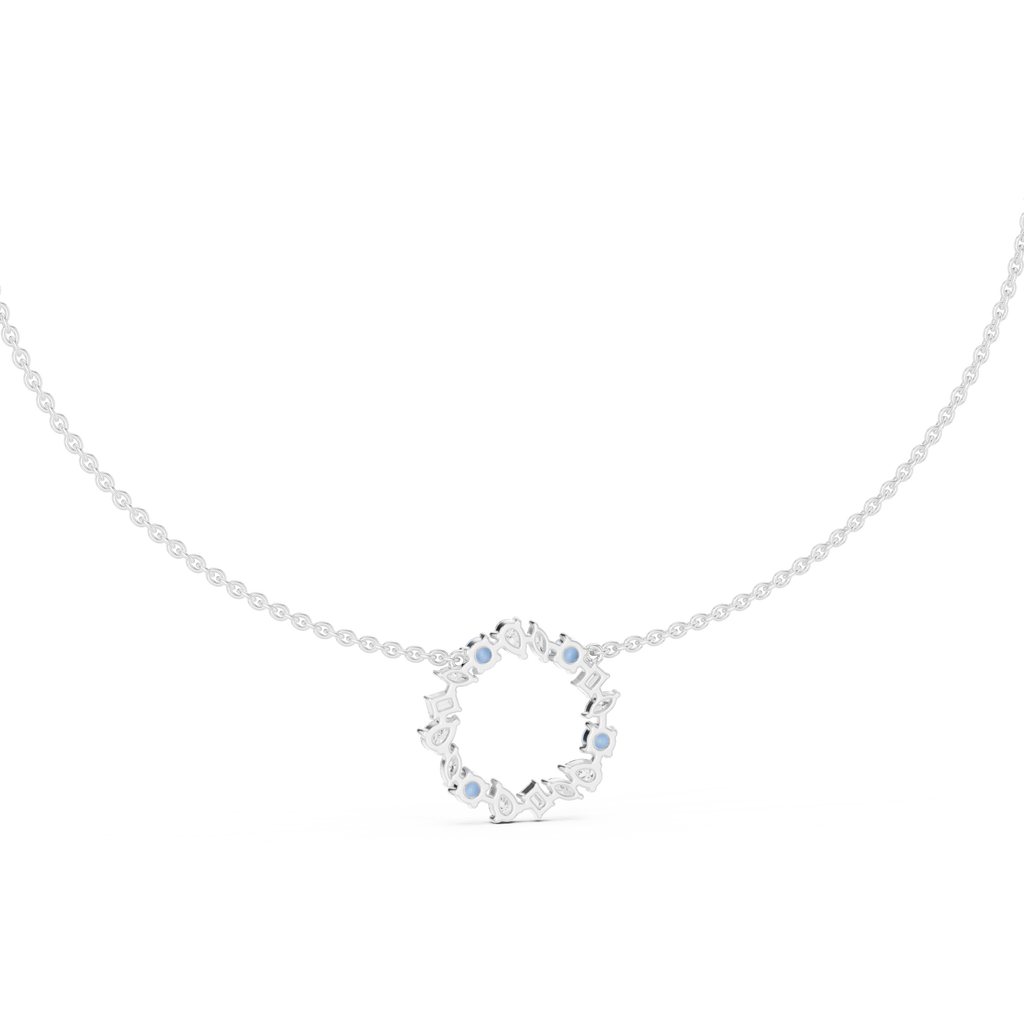 1Multi Shape Diamond Circle Pendant Necklace