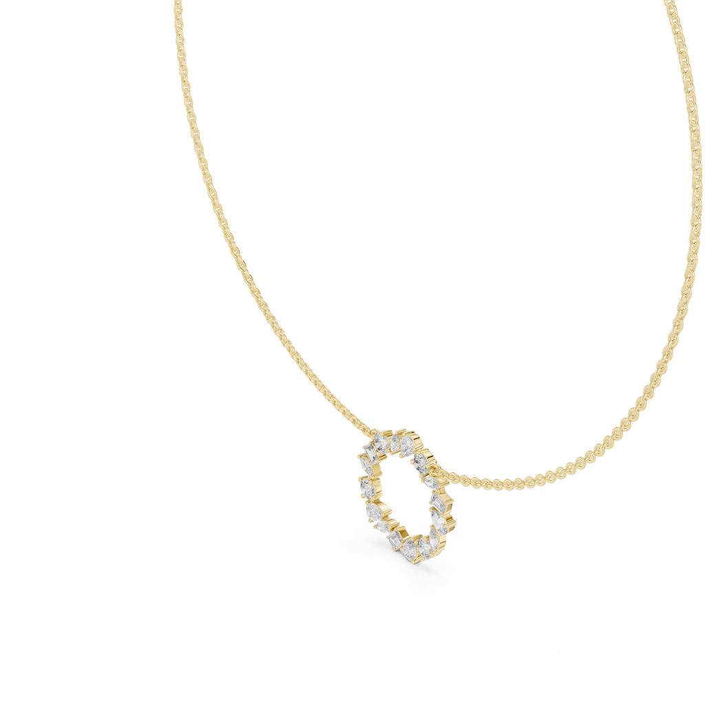 1Multi Shape Diamond Circle Pendant Necklace