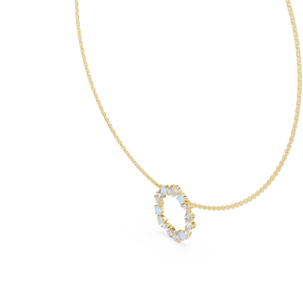 1Multi Shape Diamond Circle Pendant Necklace
