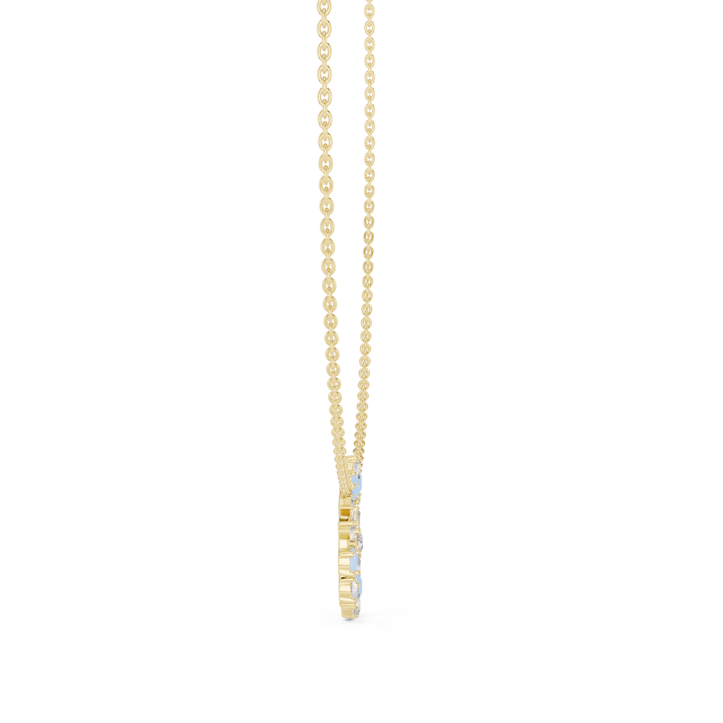 1Multi Shape Diamond Circle Pendant Necklace
